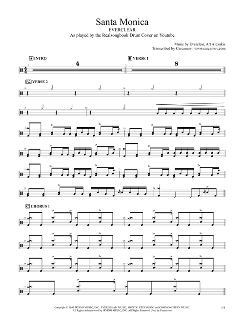 Santa Monica (Arr. Realsongbook) - Everclear (Drums)