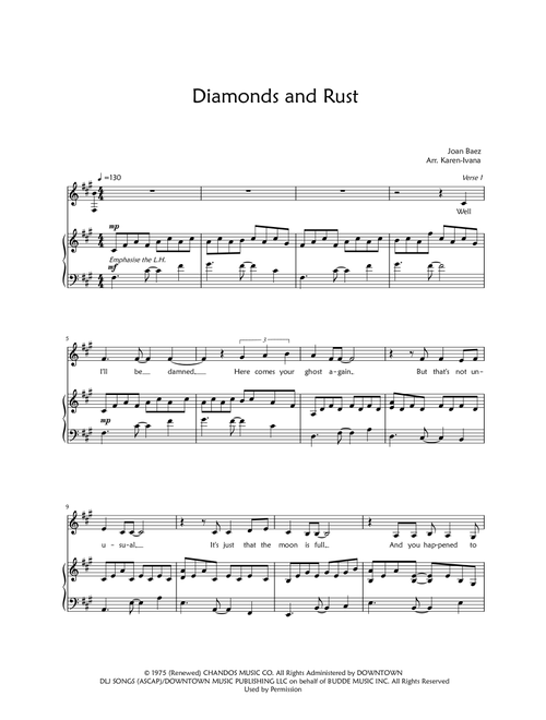 Diamonds And Rust (Arr. Karen Ivana) - Joan Baez (Piano Vocal)