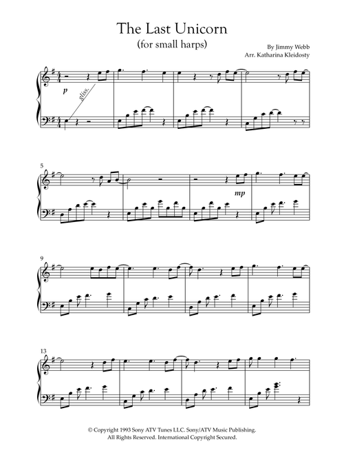 The Last Unicorn (main Theme) (Arr. Katharina Kleidosty) - Jimmy Webb (Harp)