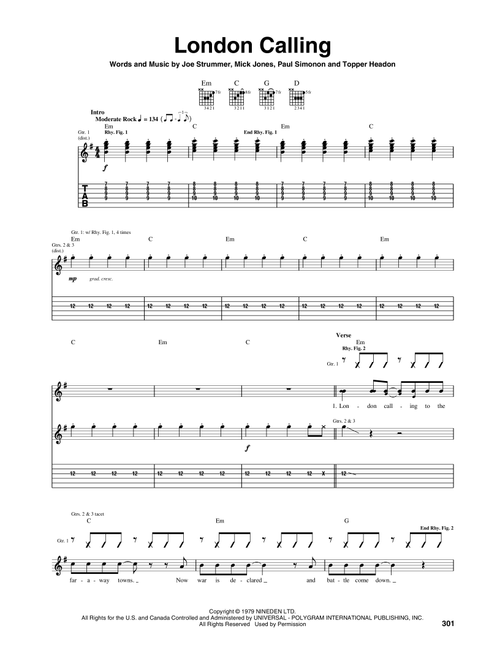 London Calling - The Clash (Guitar Tab)