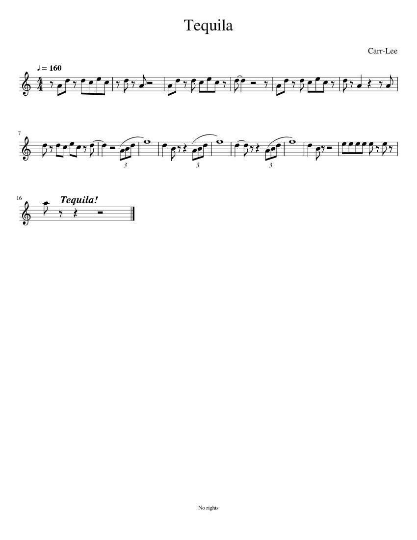 Tequila Sheet music for Saxophone baritone Solo Musescore