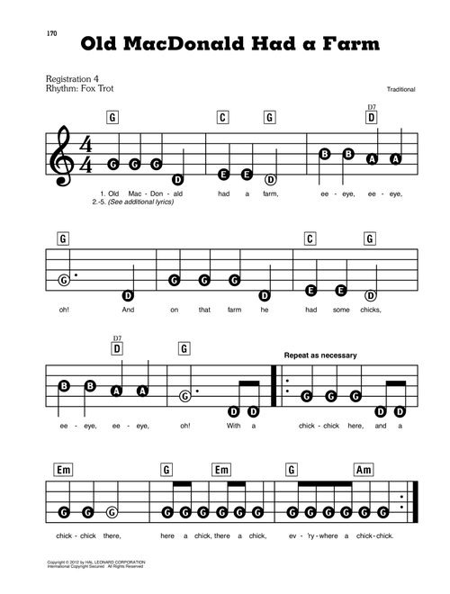 Old Macdonald Had A Farm - Traditional (E-Z Play Today)