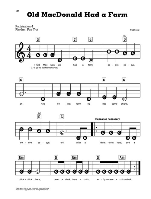 Old Macdonald Had A Farm - Traditional (E-Z Play Today)