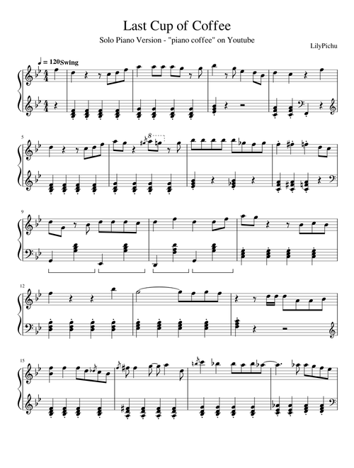 Last Cup of Coffee – LilyPichu (Transcription)