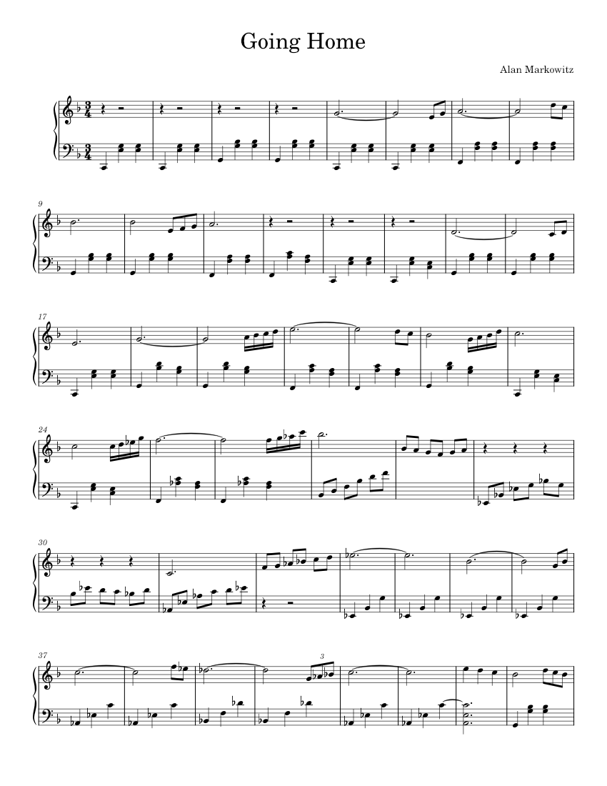 Going Home Sheet Music for Piano (Solo) easy | MuseScore.com