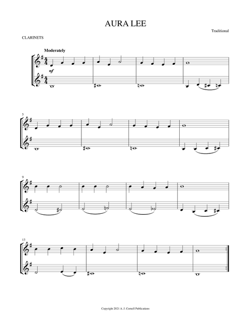 Aura Lee (Arr. Mark Phillips) - Traditional (Clarinet Duet)