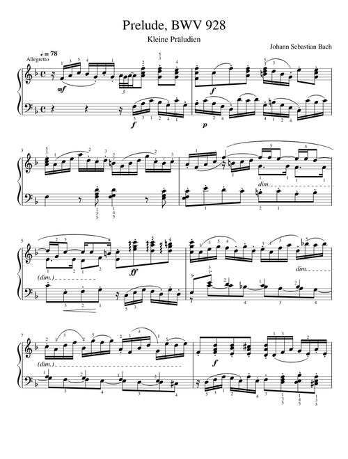J. S. Bach: Little Prelude in F Major, BWV 928
