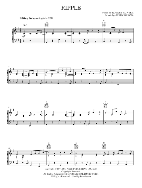 Ripple - Grateful Dead (Piano-Vocal-Guitar)