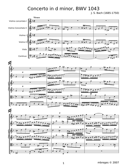 Concerto for 2 Violins in D minor, BWV 1043 - Johann Sebastian Bach