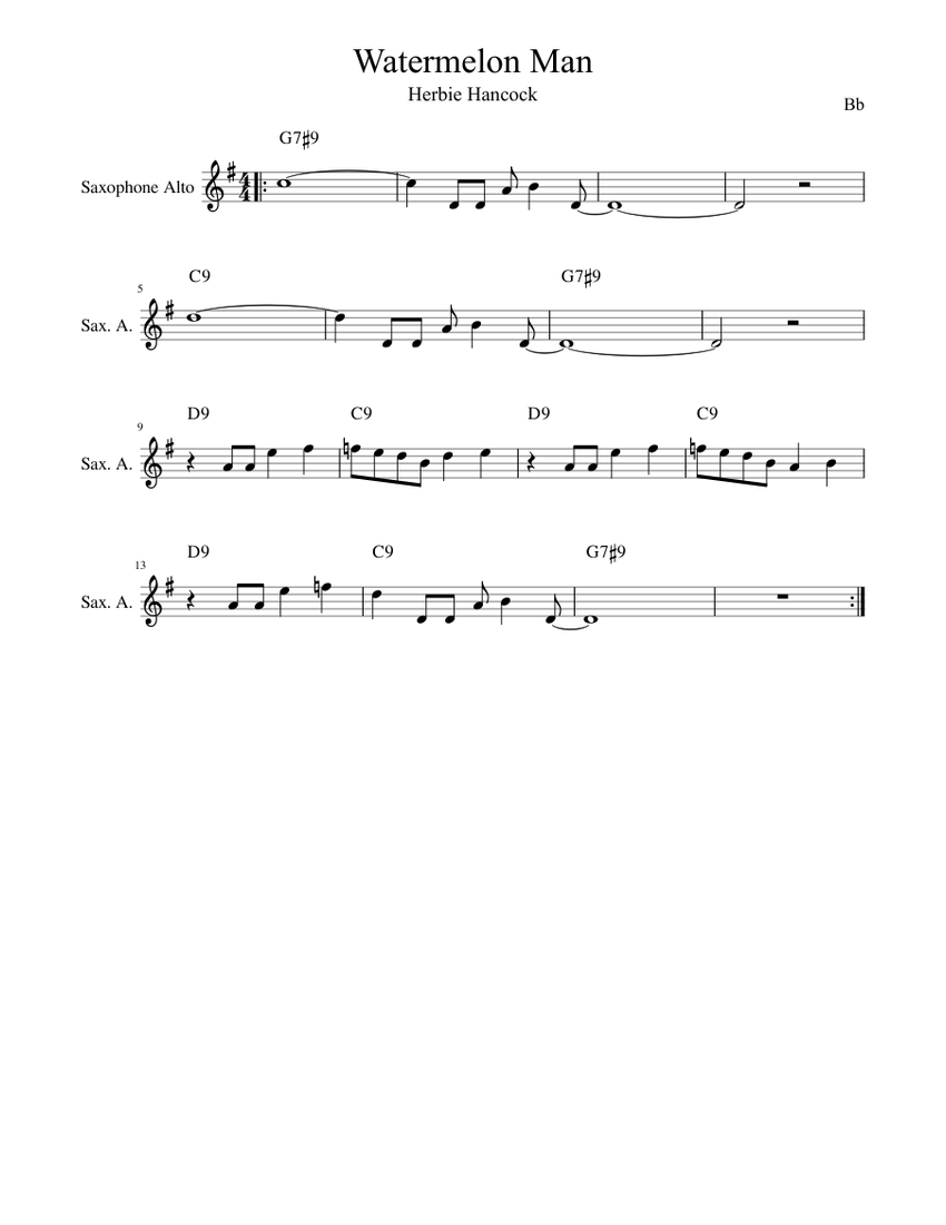 Watermelon Man Sheet music for Saxophone alto (Solo)