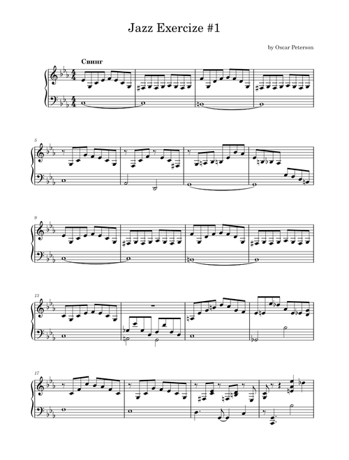 Oscar Peterson - Jazz Exercises for Piano - Exercise 2 Sheet