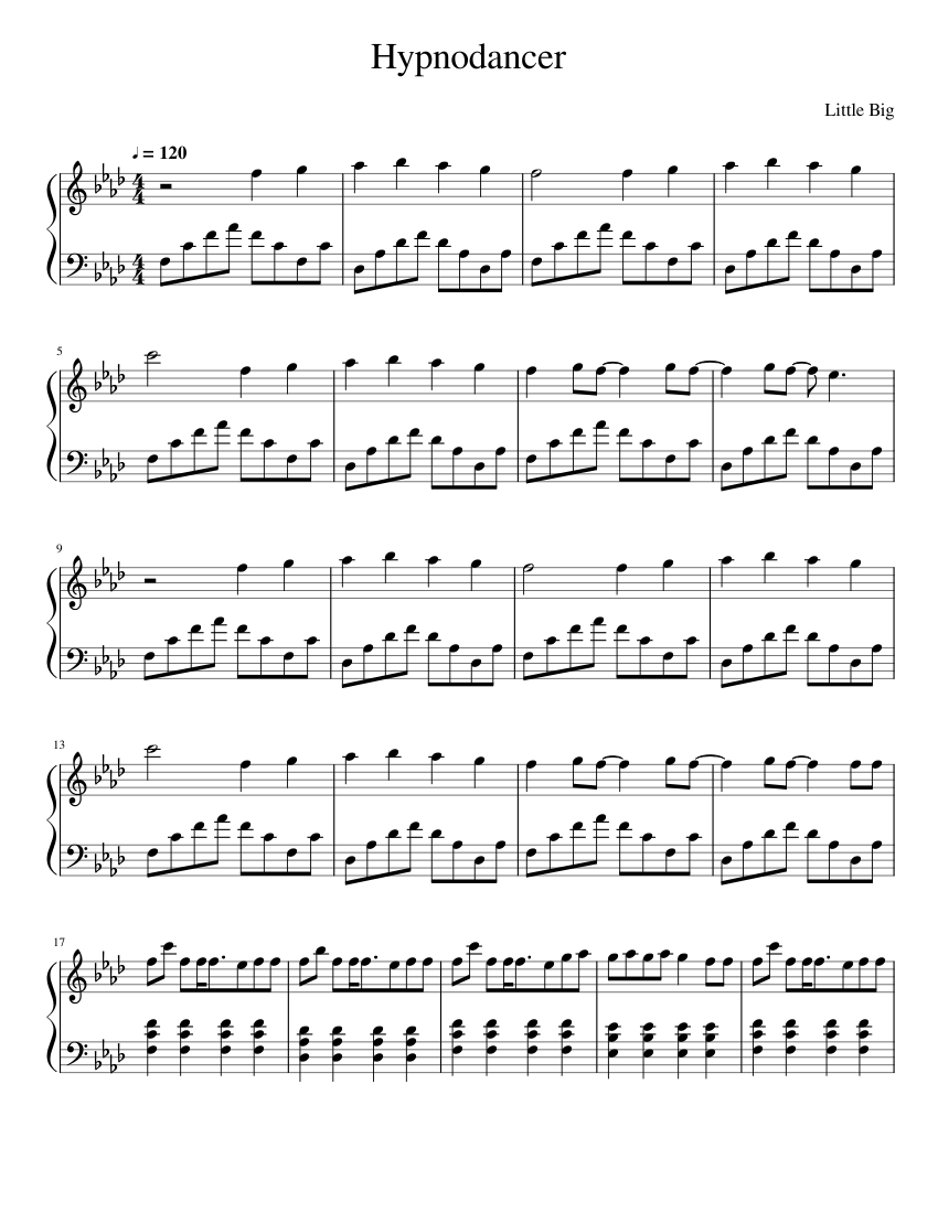 Hypnodancer Little Big Sheet music for Piano Solo Easy Musescore