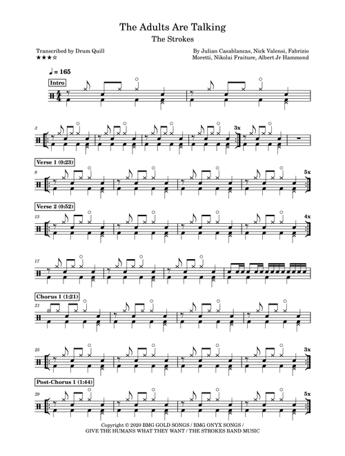 The Adults Are Talking (Arr. Drum Quill) - The Strokes (Drums)