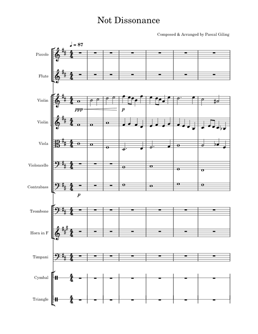 Not Dissonance - Orchestral Sheet music for Trombone, Flute piccolo ...