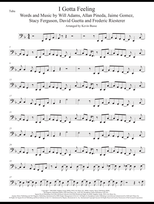 I Gotta Feeling (Arr. Kevin Busse) - The Black Eyed Peas (Tuba Solo)