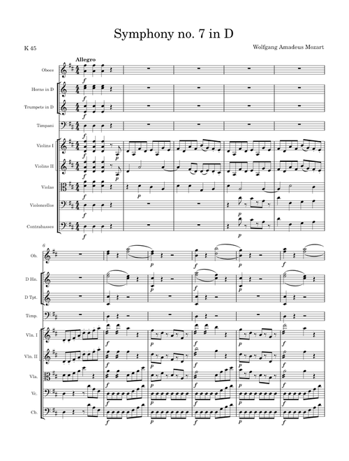 Symphony no. 7 in D K 45 - Wolfgang Amadeus Mozart