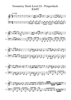 Fingerdash – MDK Fingerdash – Geometry Dash Sheet Music for Piano (Solo ...