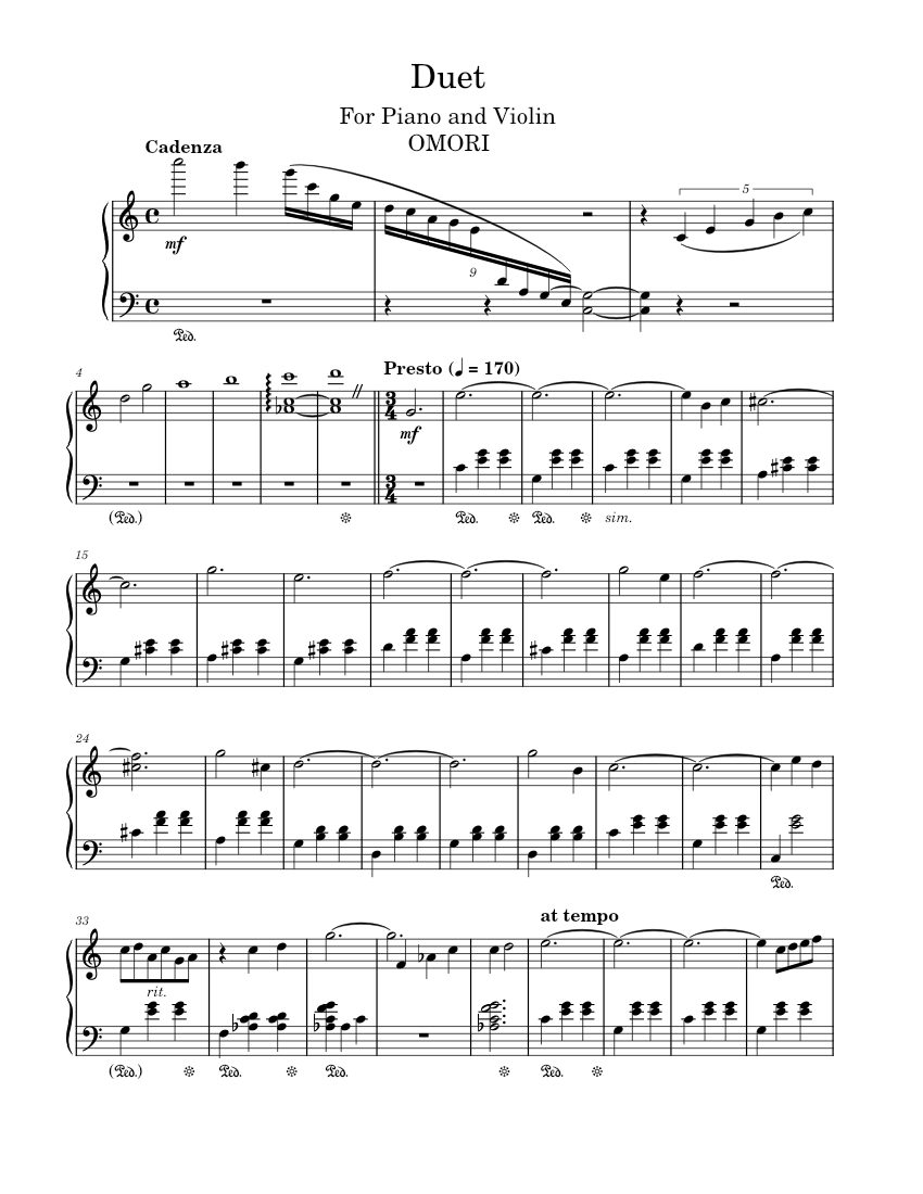 Final Duet Pedro Silva Omori Pedro Silva (Piano) Sheet music for