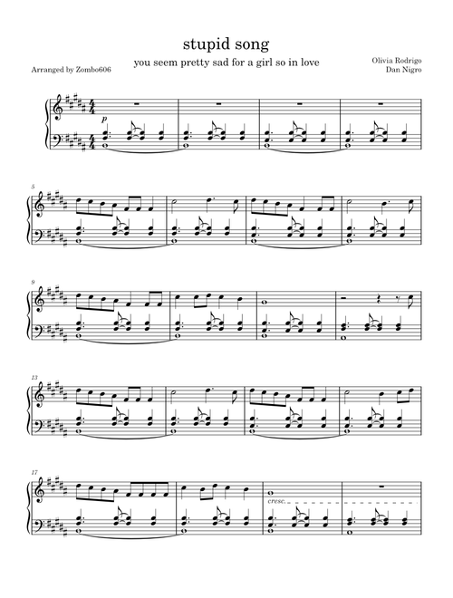 Stupid song – Olivia Rodrigo - Piano