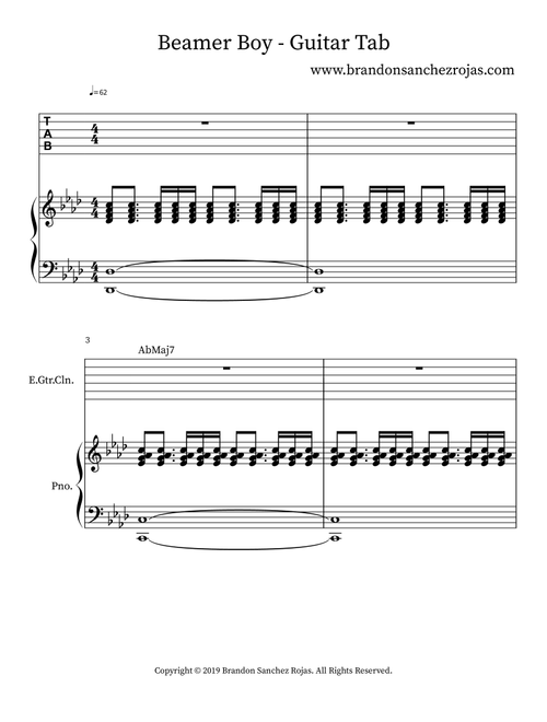 Beamer Boy - Guitar Tab - BSR (Piano Solo)