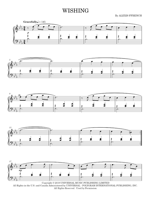 Wishing - Alexis Ffrench (Piano Solo)