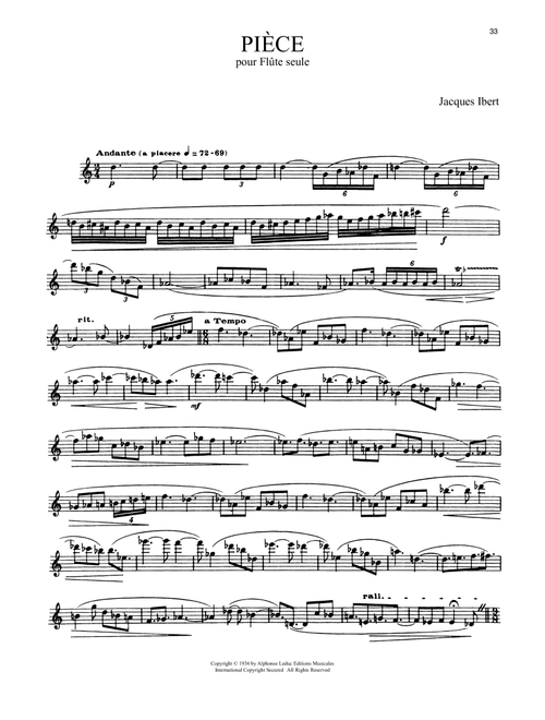 Piece Pour Flute Seule - Jacques Ibert (Flute Solo)