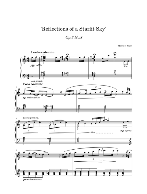 Reflections of a Starlit Sky - Piano solo