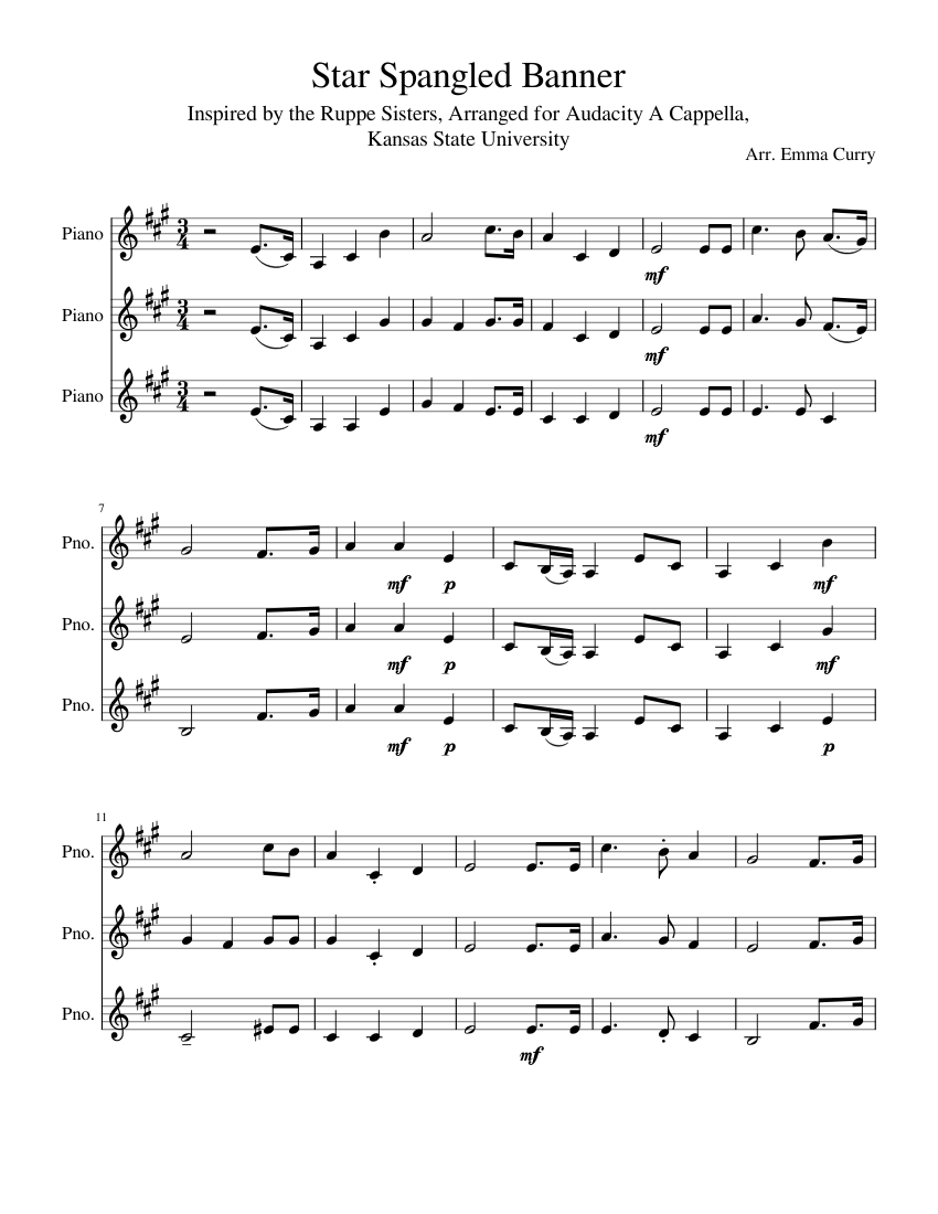 The star spangled banner – Misc Sheet music for Piano (A Capella ...
