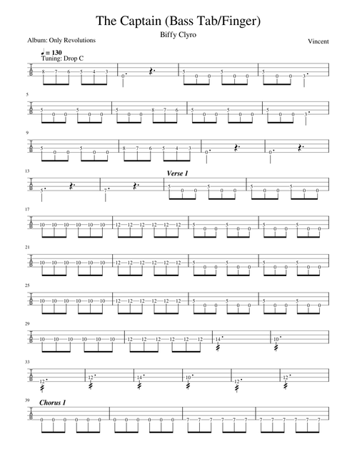 The Captain - Biffy Clyro (Bass Tab)