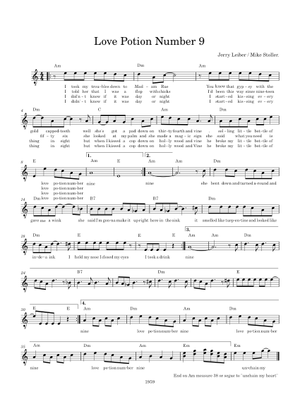 Play Official version of Love Potion Number 9 Sheet Music by