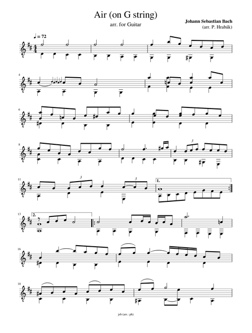 Air On The G String, Solo Guitar – Johann Sebastian Bach