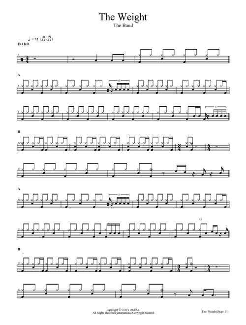 The Weight (Arr. COPYDRUM) - The Band (Drums)