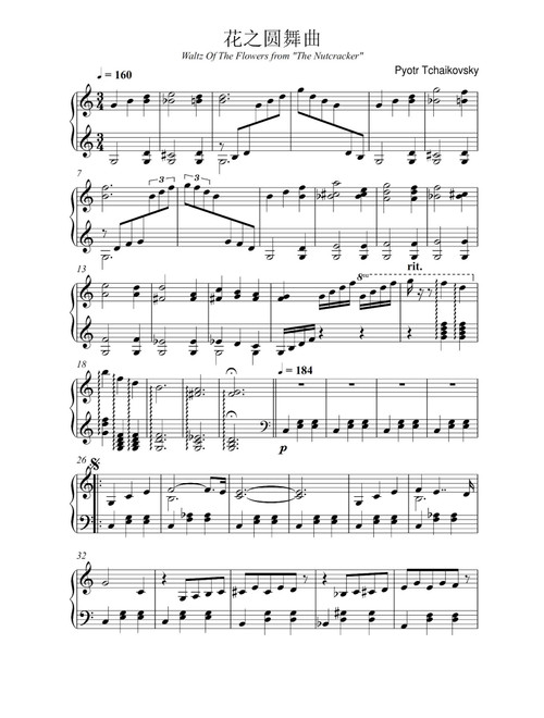 Waltz of Flowers - The Nutcracker (Arr. Pyotr Tchaikovsky) (Piano Solo)