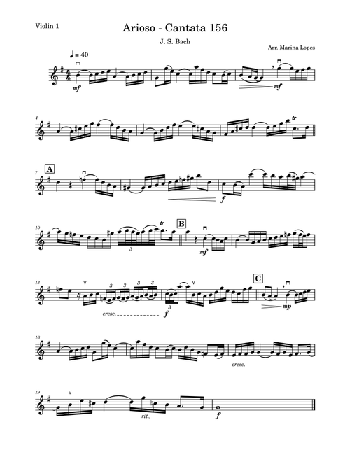 Arioso - Cantata 156 - J. S. Bach (Arr. Marina Lopes) (String Quartet)