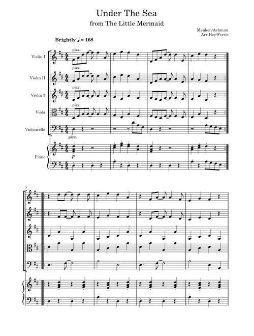 Under The Sea (from The Little Mermaid) – Alan Menken Under The Sea (from The Little Mermaid) – Strings and Piano