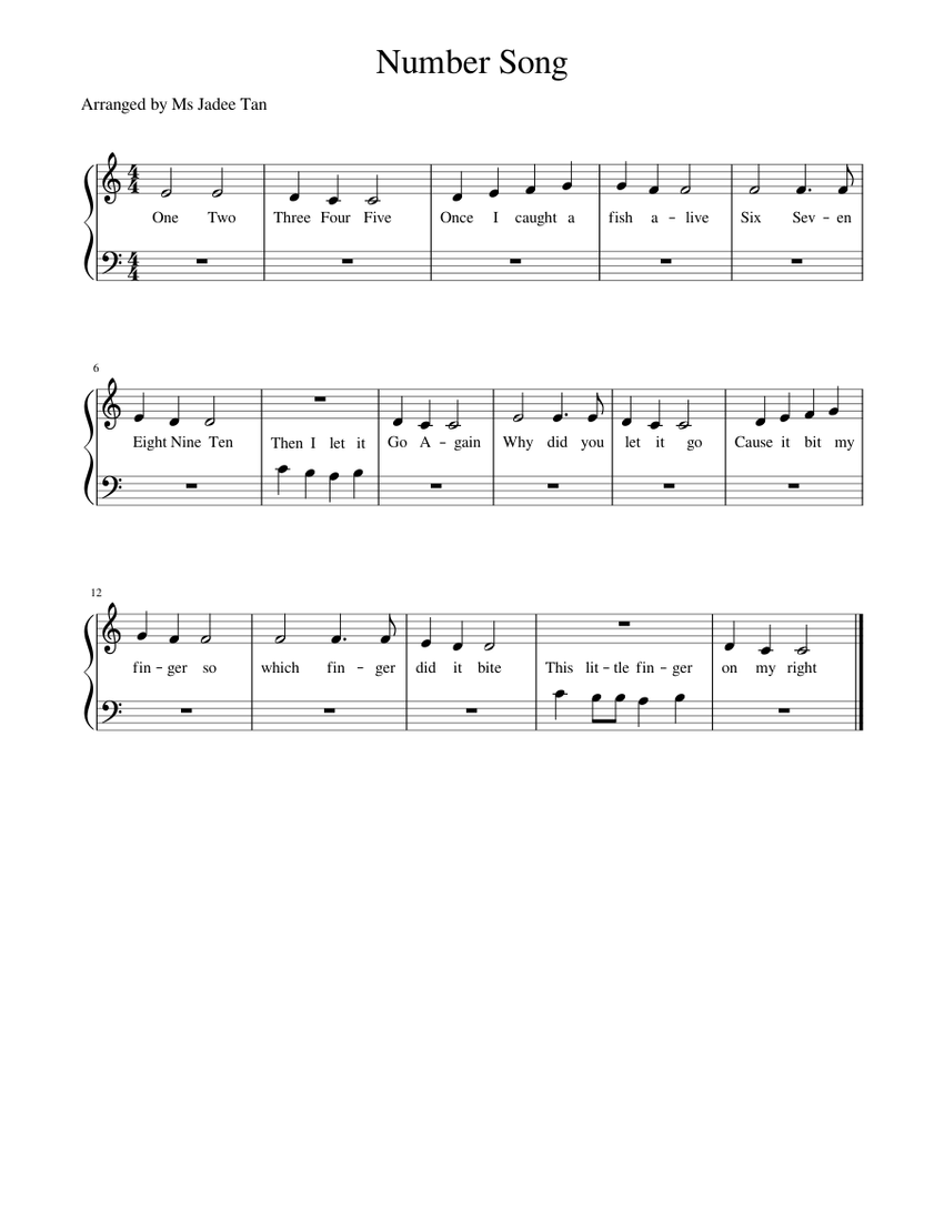 Number Song Sheet Music for Piano (Solo) easy | MuseScore.com