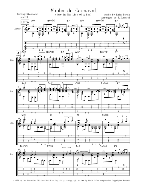 A Day In The Life Of A Fool (manha De Carnaval) (Arr. Tomohisa Kumagai) - Luiz Bonfa (Solo Guitar)