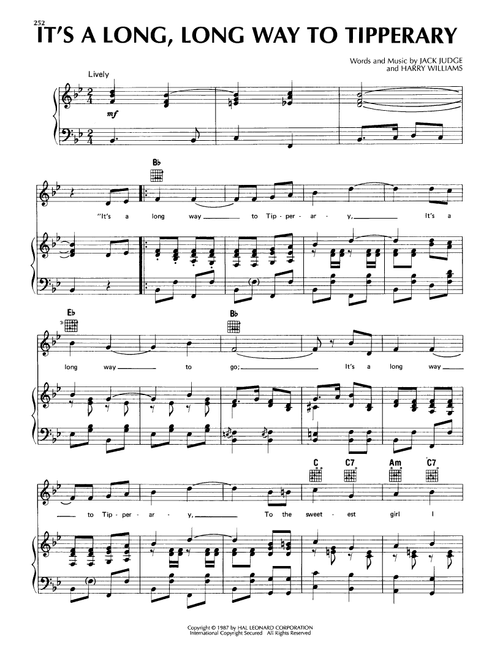 It's A Long, Long Way To Tipperary - Jack Judge, Harry Williams (Piano-Vocal-Guitar)