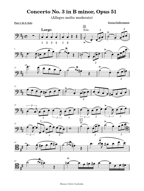 Cello Concerto No.3 in B minor, Opus 51 – Georg Goltermann (14. Part 1 & 2 l Solo - Largo)