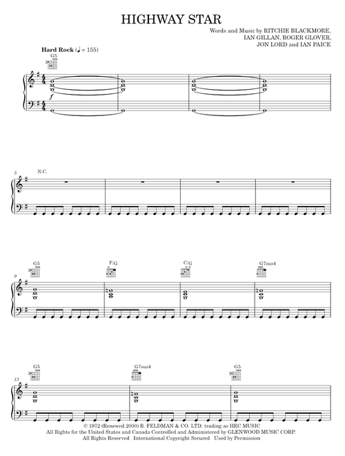 Highway star - Deep Purple (Piano-Vocal-Guitar)