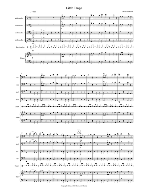 Little Tango for Beginning Cello Quartet - David Burndrett (Cello Solo)
