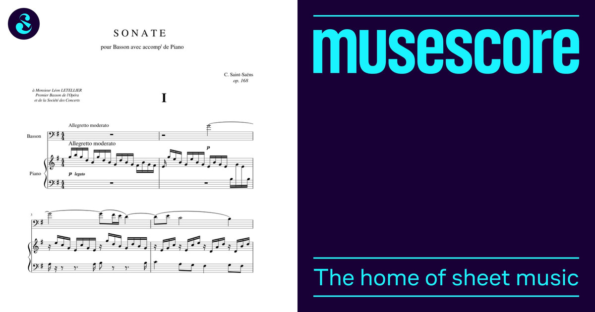 Sonate pour Basson op. 168 by C. SaintSaëns Sheet music for Piano