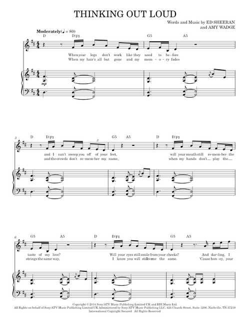 Thinking Out Loud - Ed Sheeran, Taylor Swift (Piano Vocal)