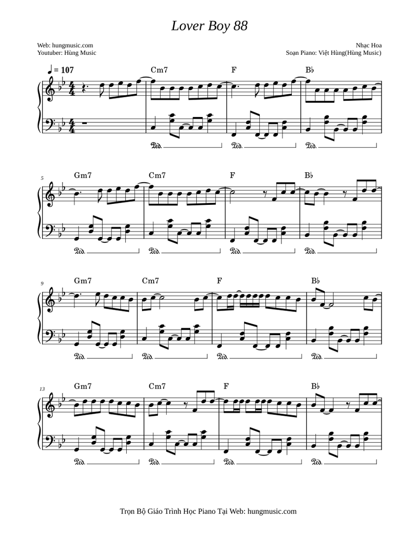 Lovers Boy 88 Sheet Piano Sheet Music with Chords for Piano (Solo