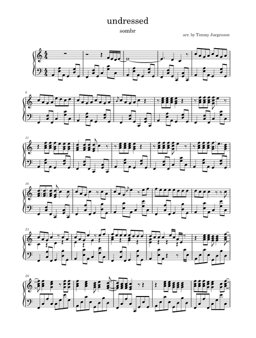 undressed – sombr sheet music arranged by t1mmy23 for Solo