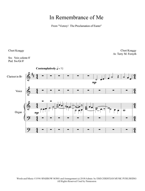 In Remembrance Of Me (Arr. Forsyth Publishing) - Cheri Keaggy (Small Ensemble)