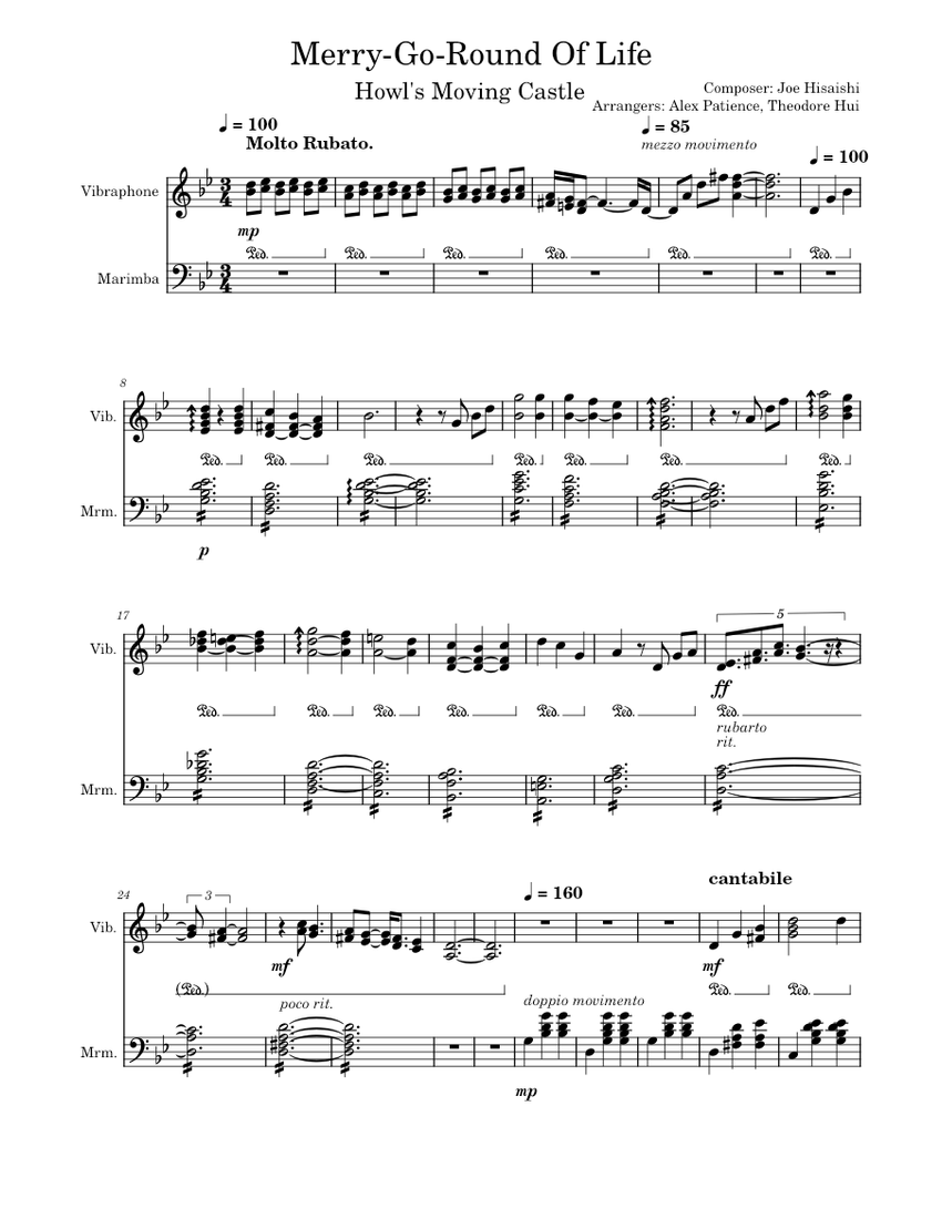 Merry-Go-Round Of Life Mallet Arrangement - Theodore Hui Sheet