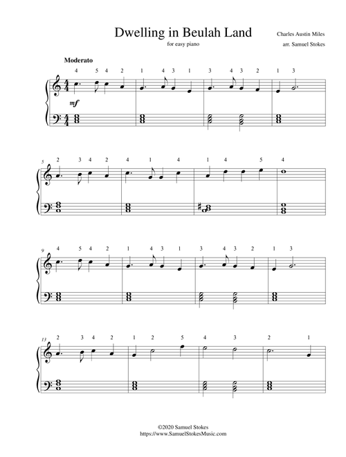 Dwelling in Beulah Land - for easy piano (Arr. Samuel Stokes) - Charles Austin Miles (Easy Piano)