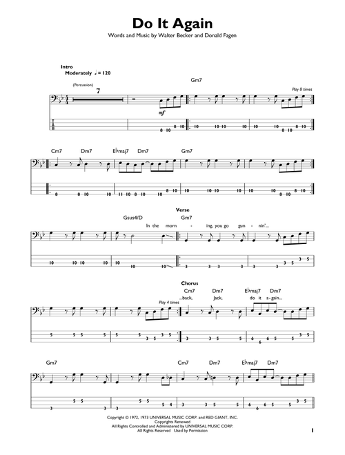 Do It Again - Steely Dan (Easy Bass Tab)