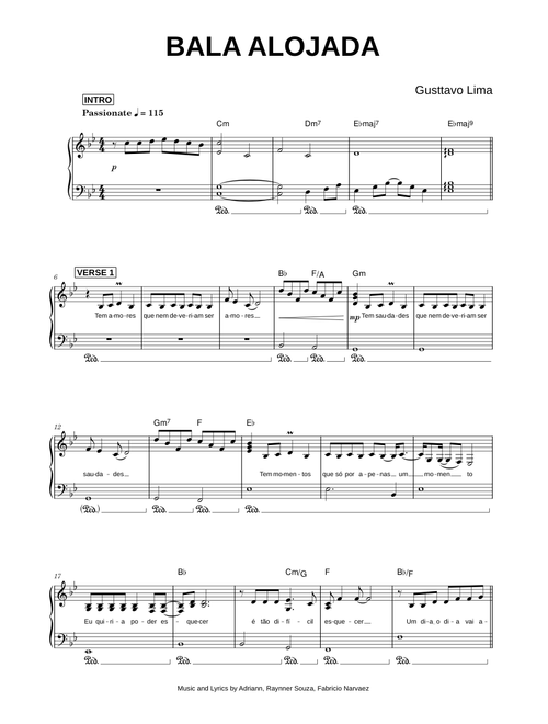 Bala Alojada - Gusttavo Lima (Piano)